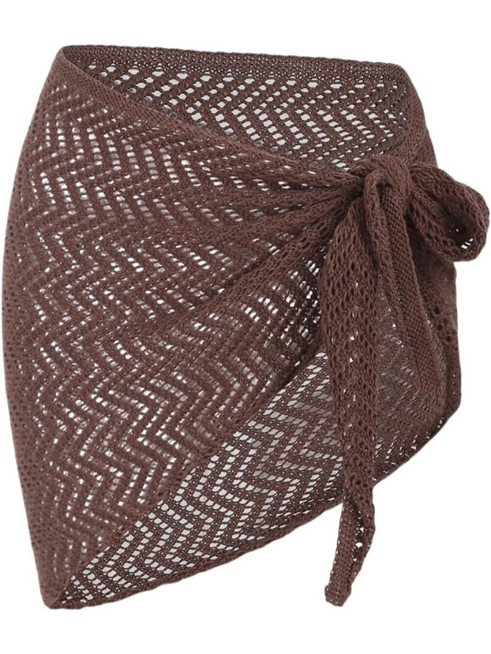 Womens Coffee Polyester Coverup Bathing Suit Coverup Sarong Coverup Tie Side